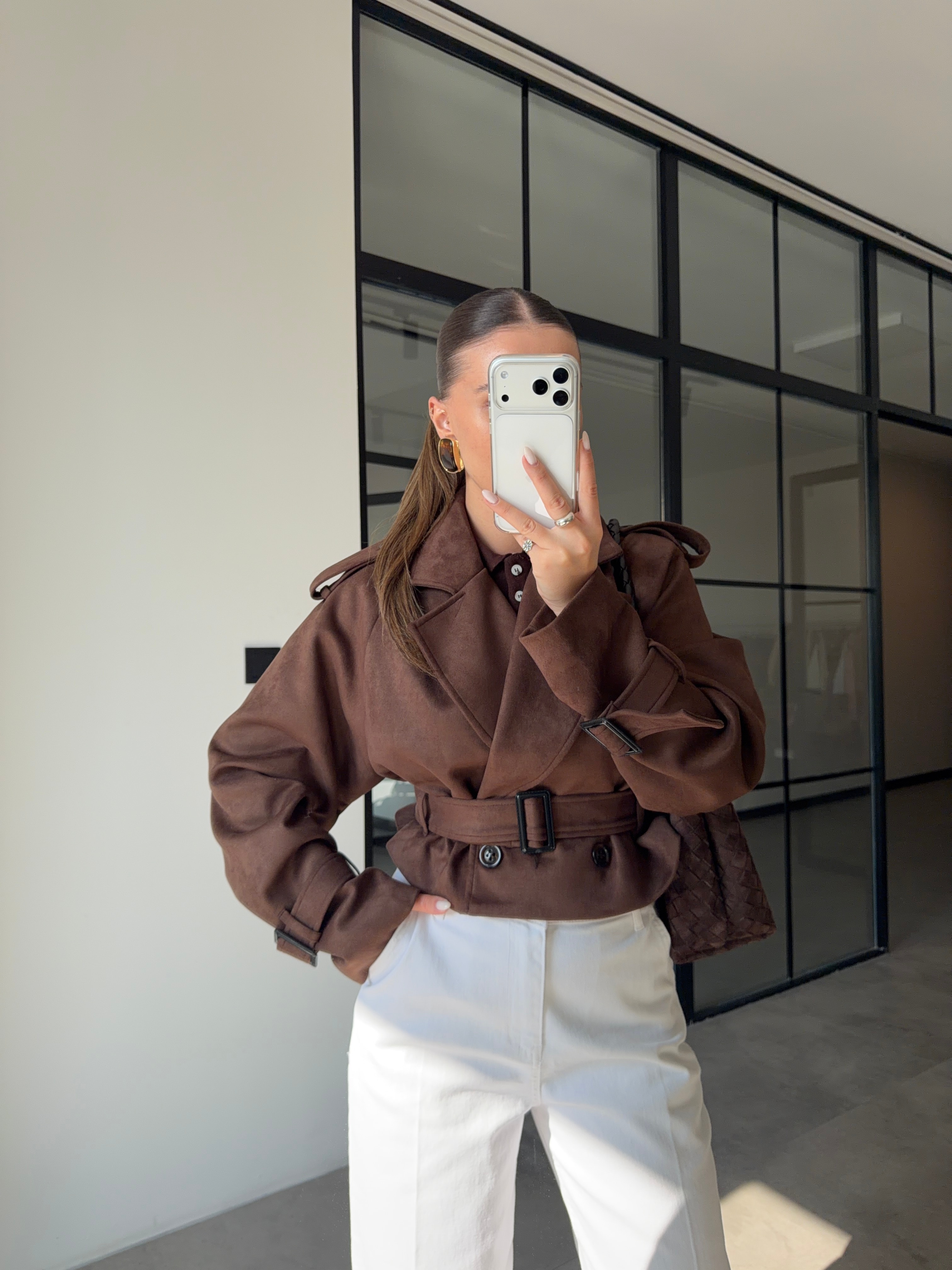 SÜET KAHVERENGİ TRENÇKOT 