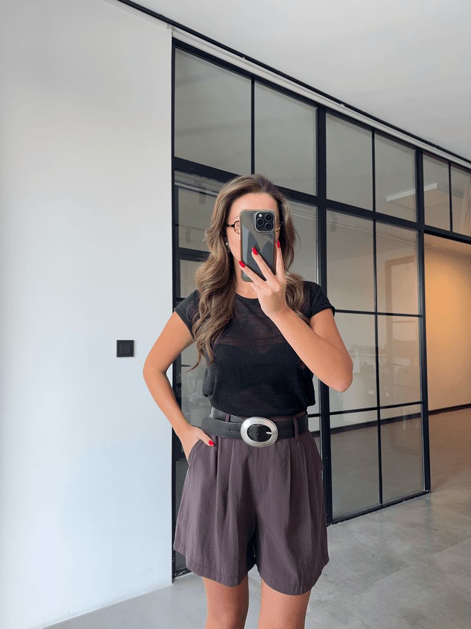 KAHVERENGİ TENCEL BERMUDA ŞORT