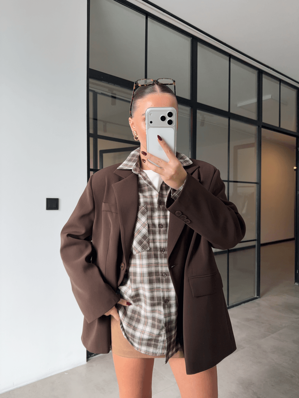 OVERSİZE ACI KAHVE BLAZER CEKET