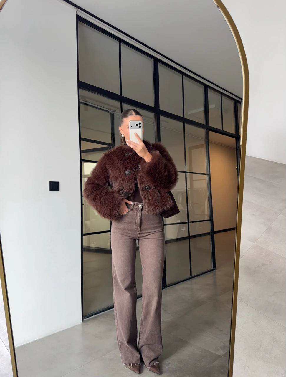 KESİK PAÇA KAHVE YIKAMALI JEAN