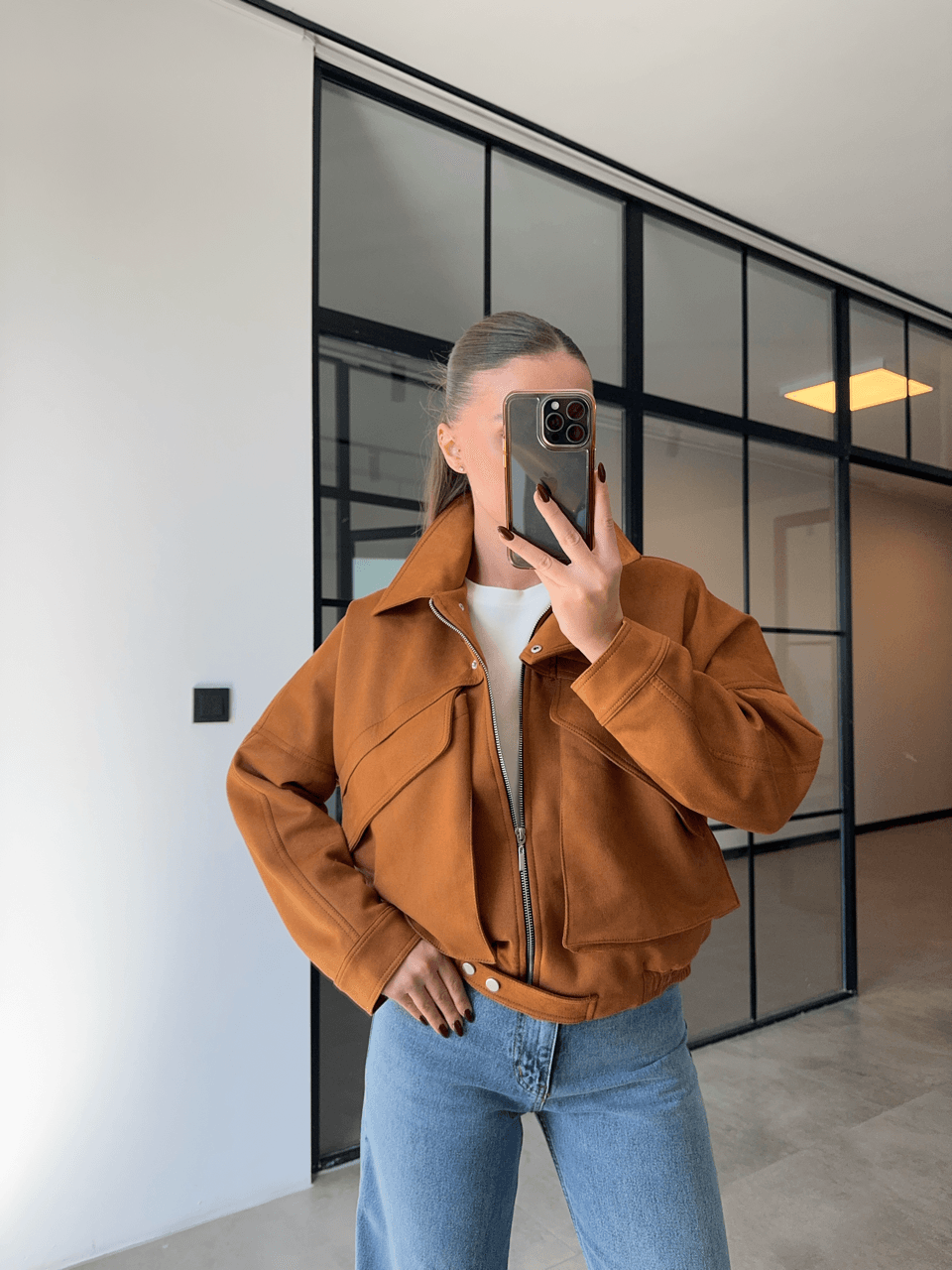 CEP DETAYLI TABA SÜET BOMBER CEKET