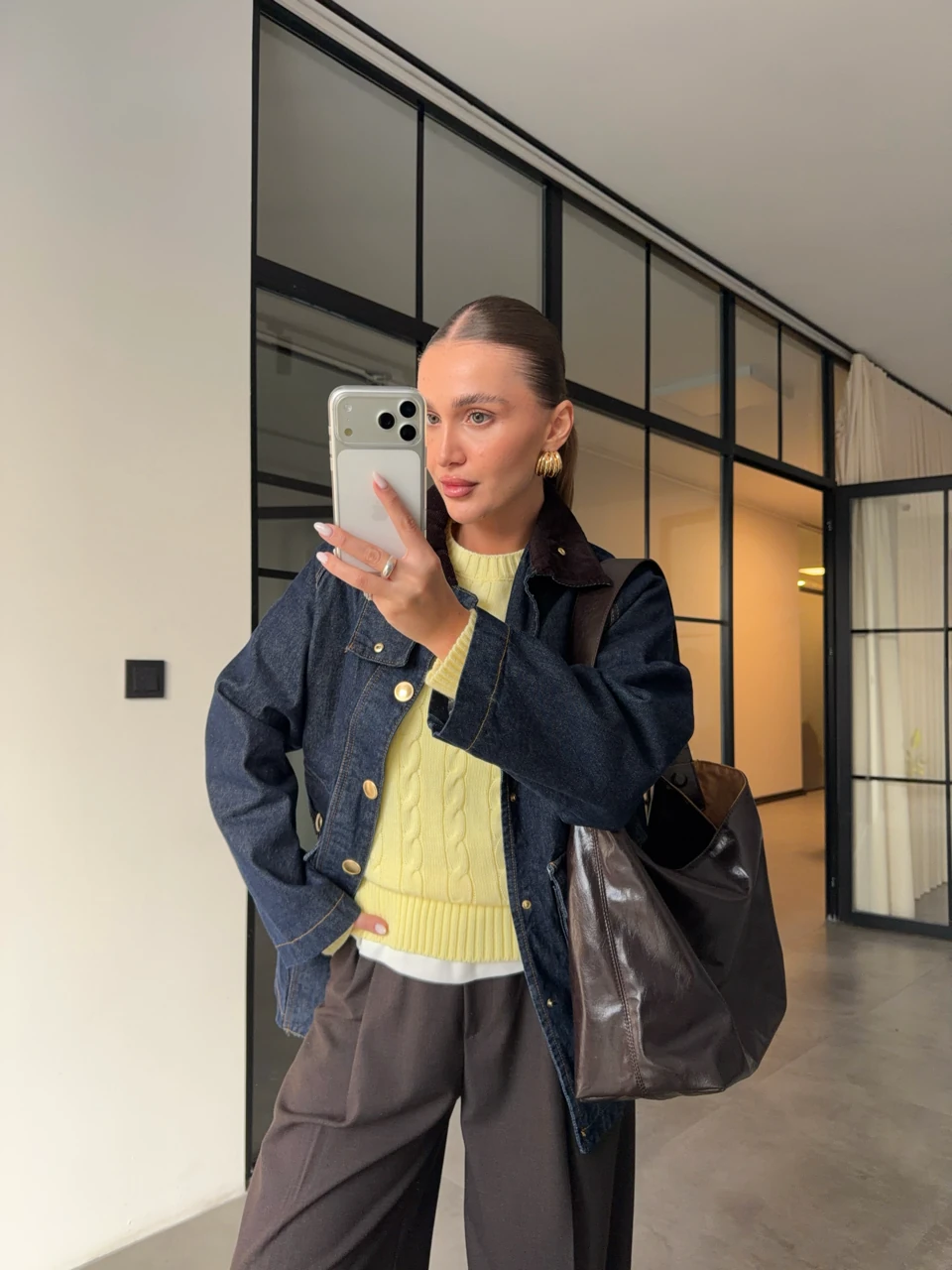 KADİFE YAKALI EKOSE ASTARLI DENİM CEKET