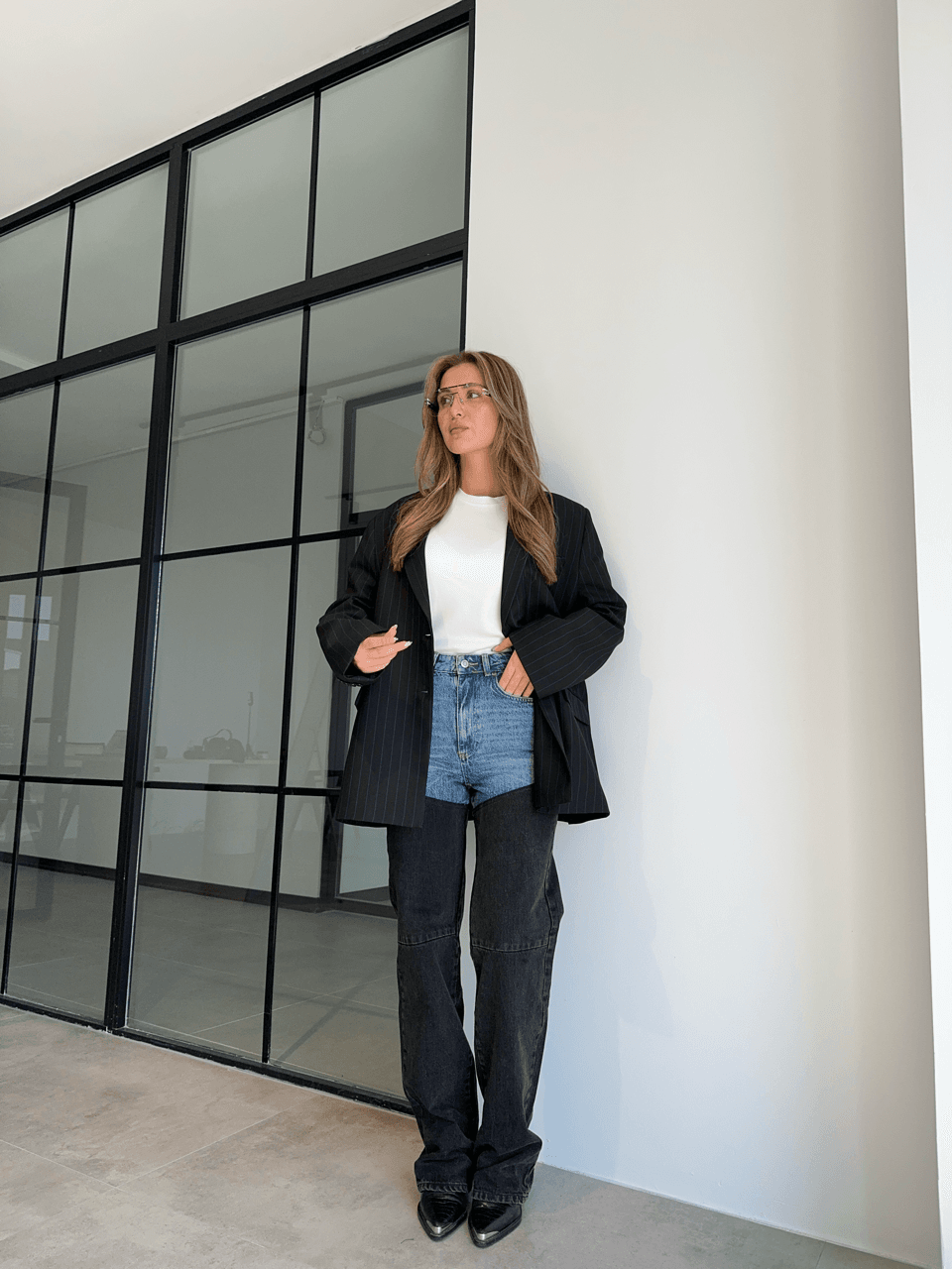 MAVİ FÜME PARÇALI JEAN