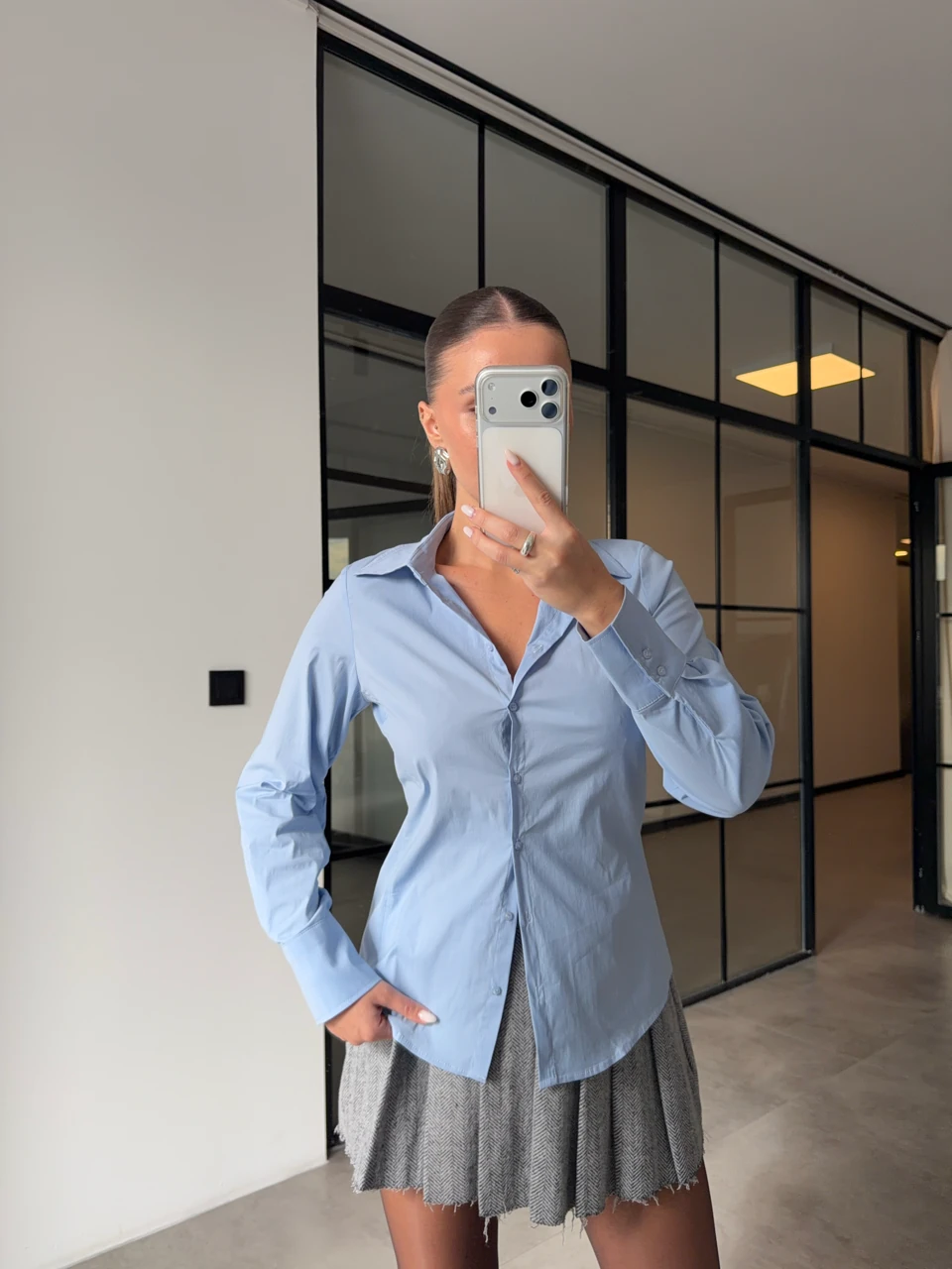 SLİM FİT BASİC MAVİ GÖMLEK