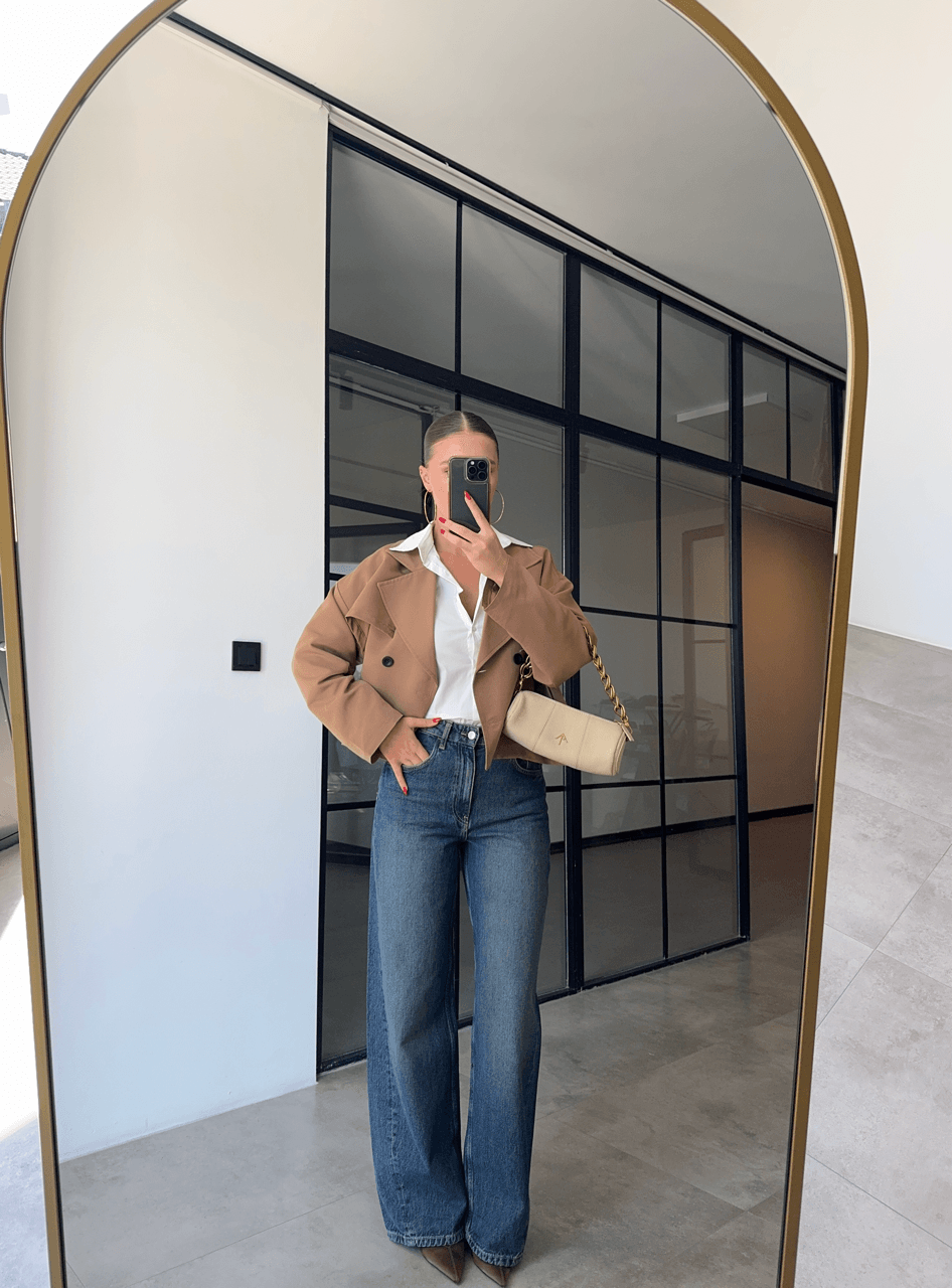 YÜKSEK BEL SLOUCHY KOYU MAVİ JEAN