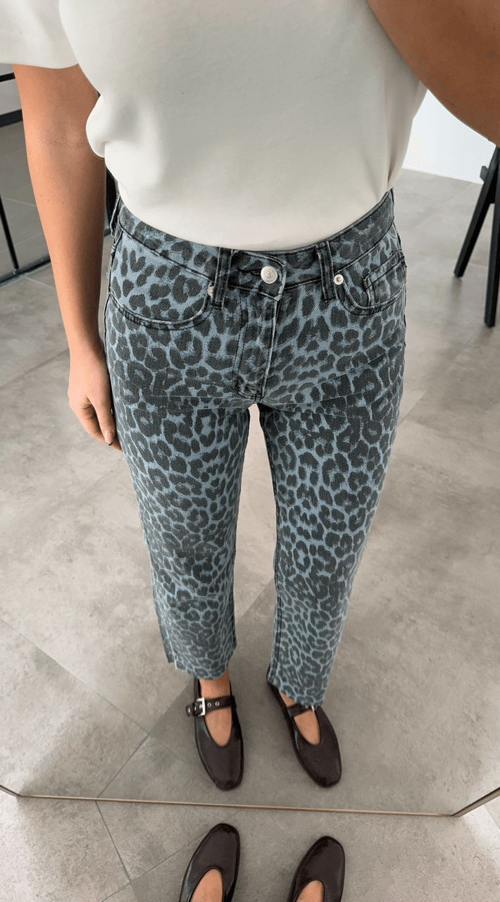 ORJ MARKA BOYFİT KALIP MAVİ LEOPAR JEAN