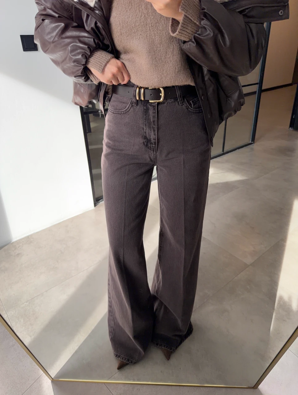 WİDE LEG MONA KAHVERENGİ YIKAMALI JEAN