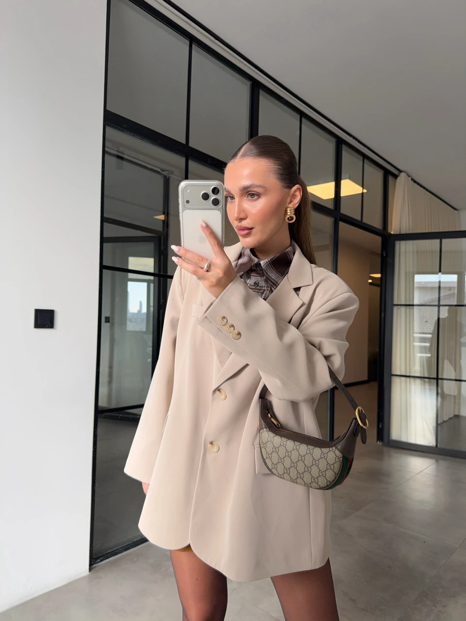 OVERSİZE TAŞ RENGİ BLAZER CEKET