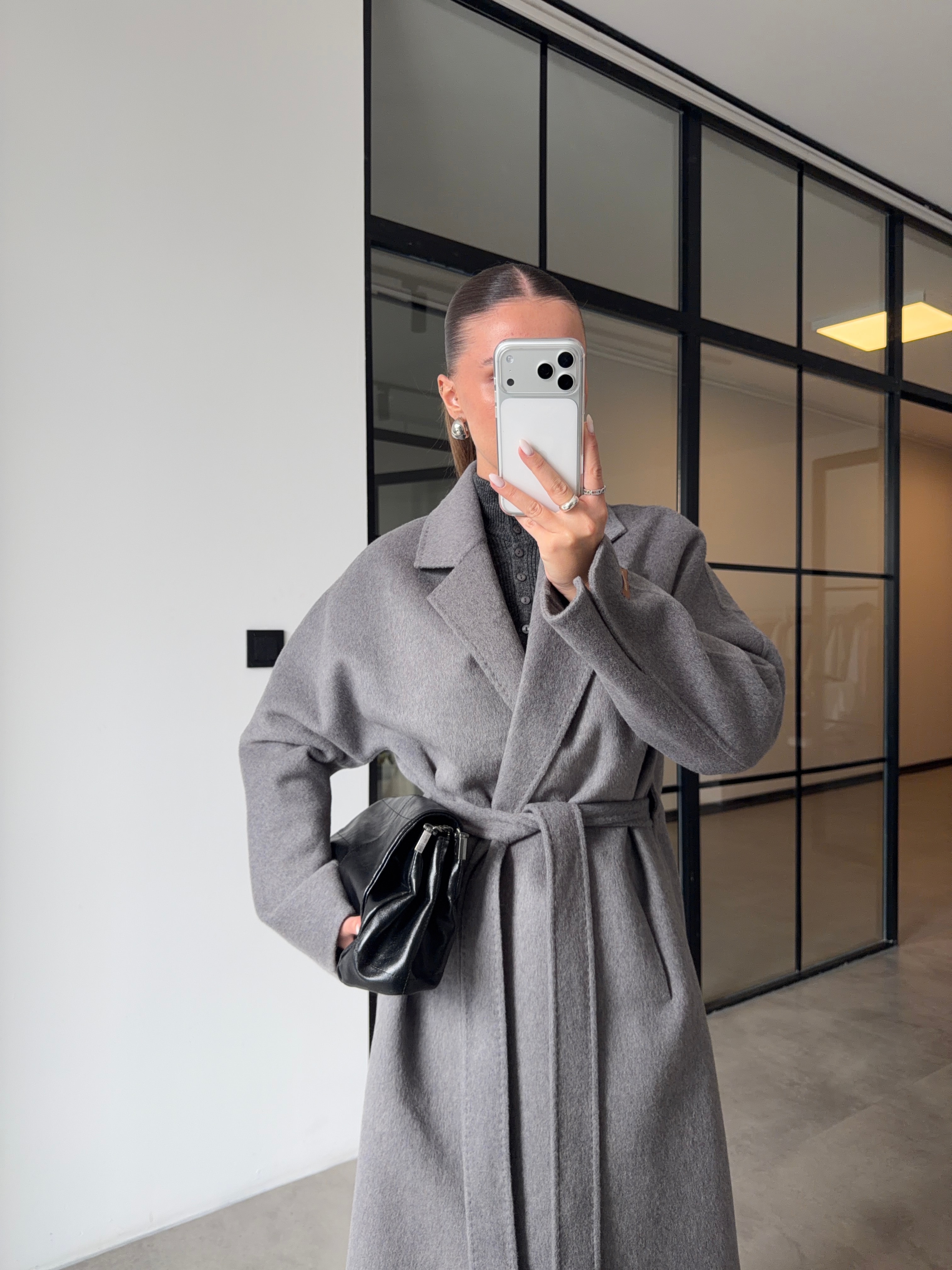 %100 YÜN GRİ KABAN