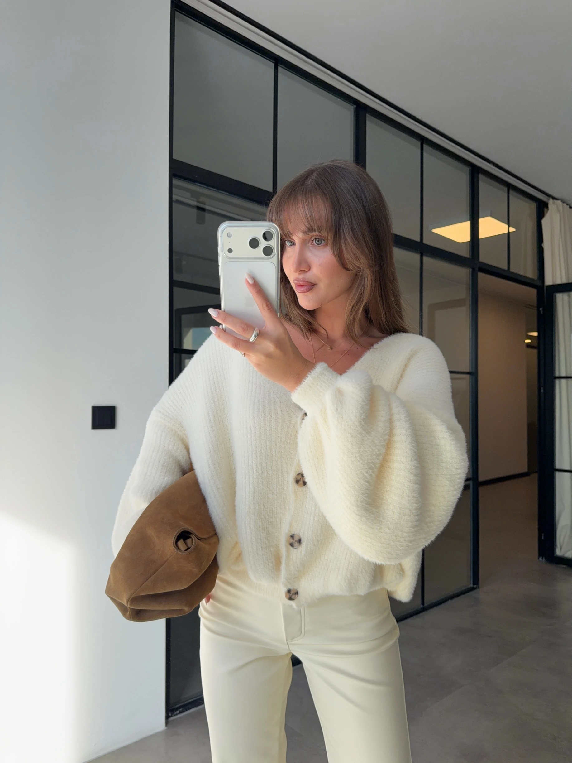 YUMOŞ DOKULU BALON KOL EKRU HIRKA