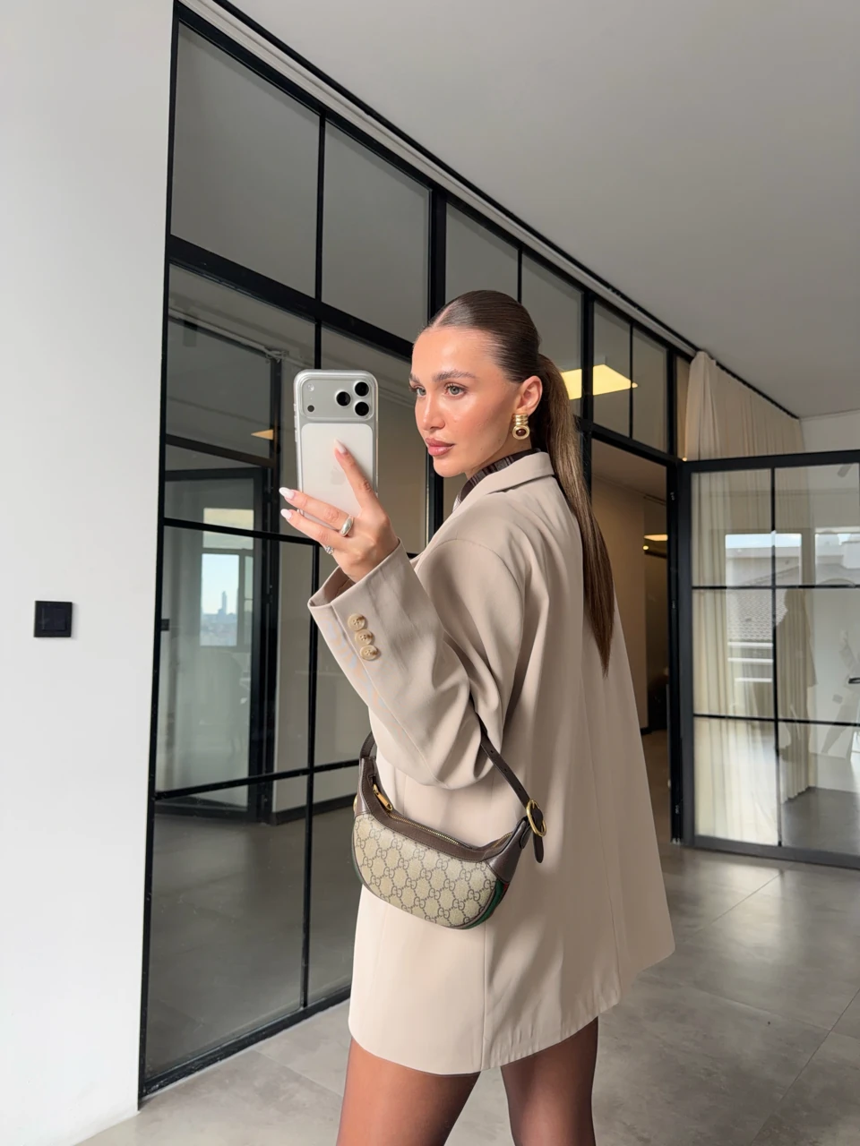 OVERSİZE TAŞ RENGİ BLAZER CEKET