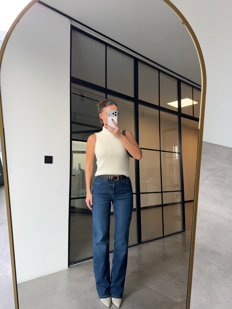 YÜKSEK BEL KOYU MAVİ LİKRALI STRAİGHT JEAN