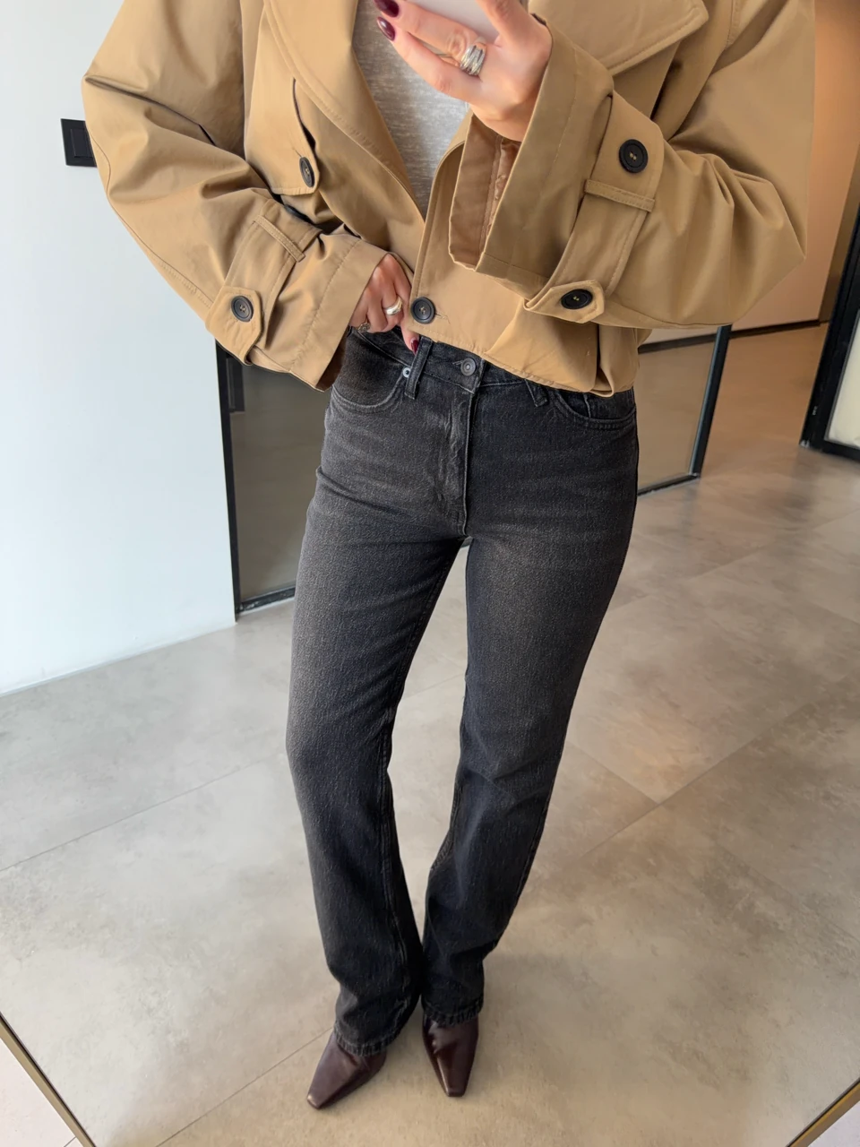 YÜKSEK BEL ANTRASİT LİKRALI STRAİGHT JEAN