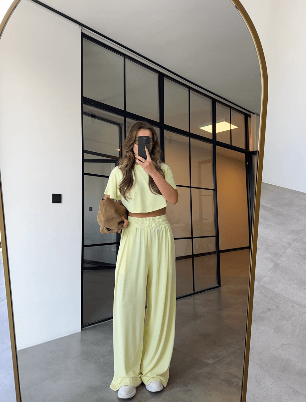 MODAL KUMAŞ NEON SARI BOL PAÇA EŞOFMAN