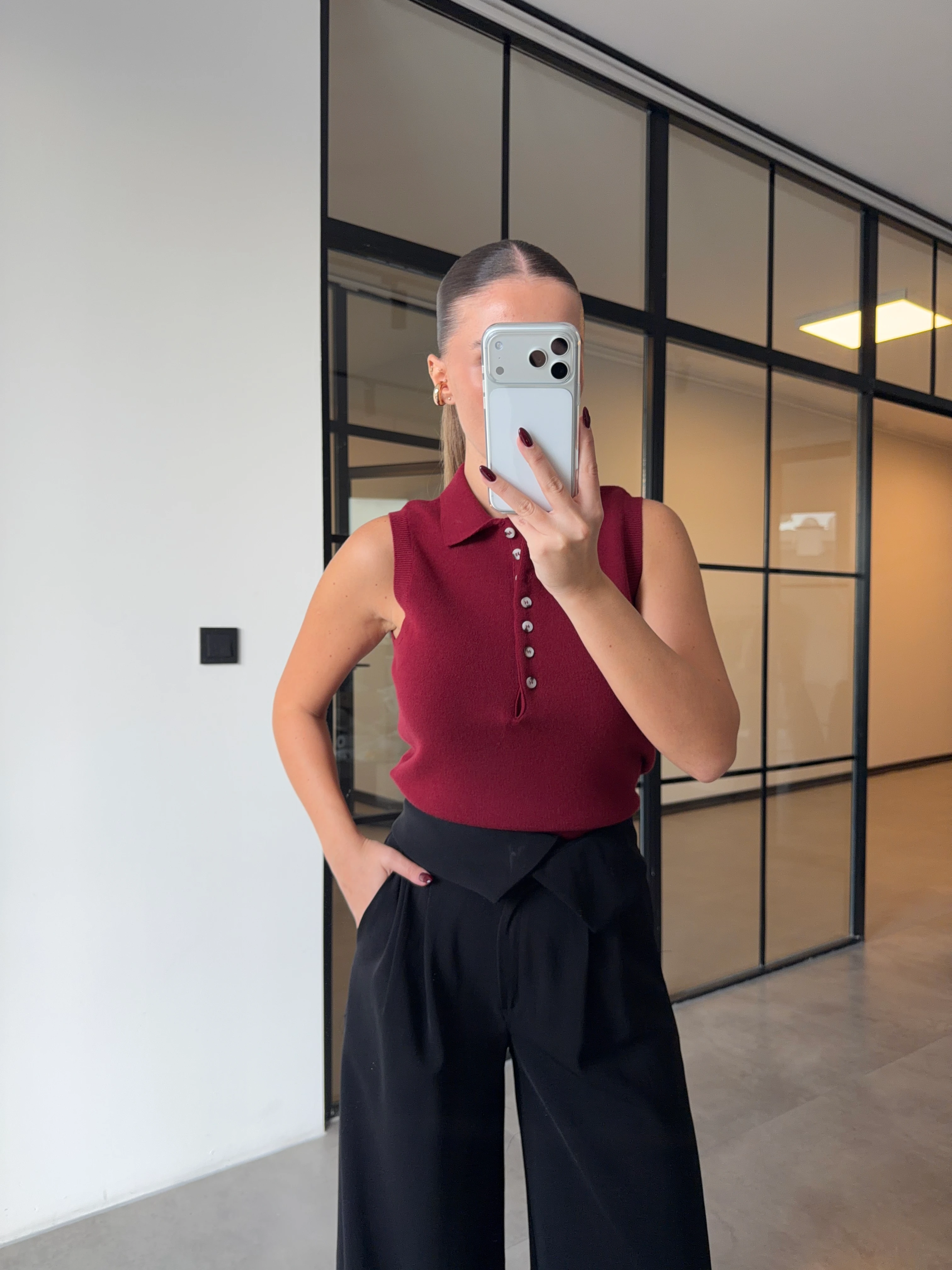 POLO YAKA DÜĞMELİ BORDO TRİKO