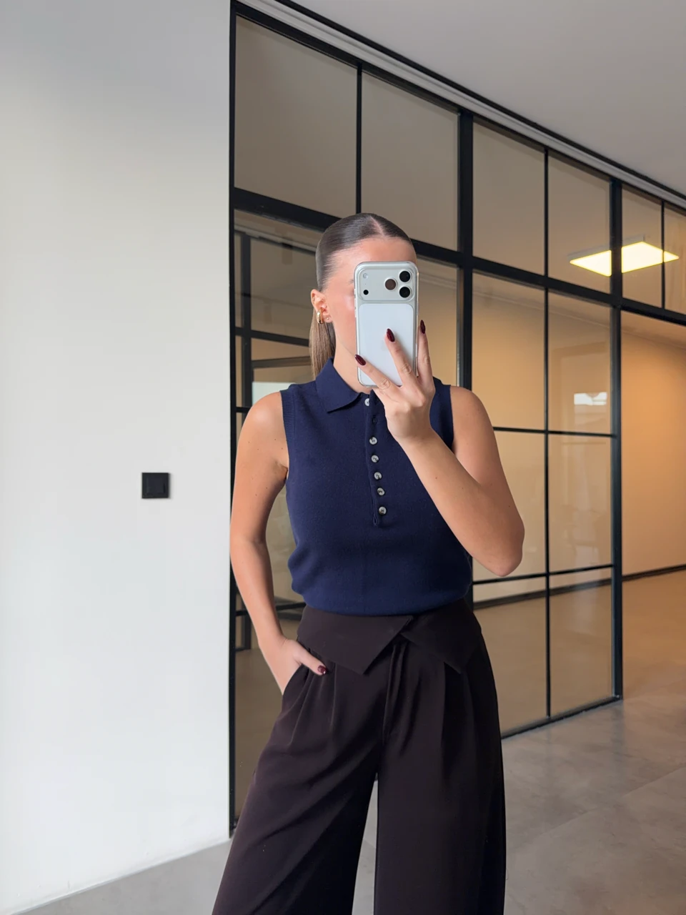 POLO YAKA DÜĞMELİ LACİVERT TRİKO