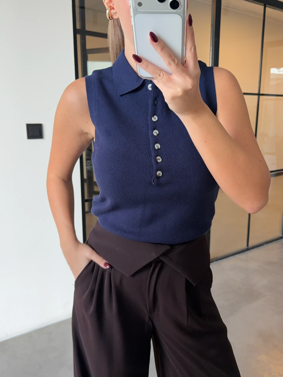 POLO YAKA DÜĞMELİ LACİVERT TRİKO