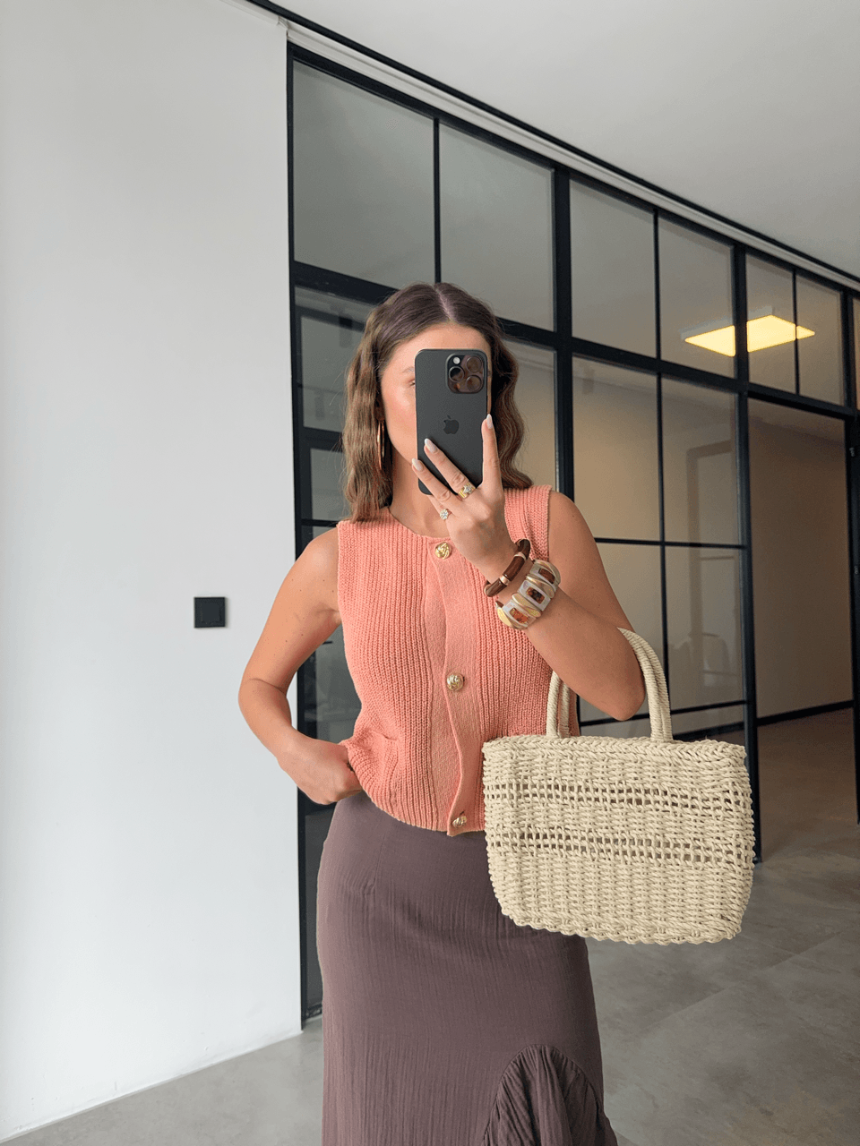 FIRFIR DETAYLI YIRTMAÇLI KAHVE MÜSLİN ETEK