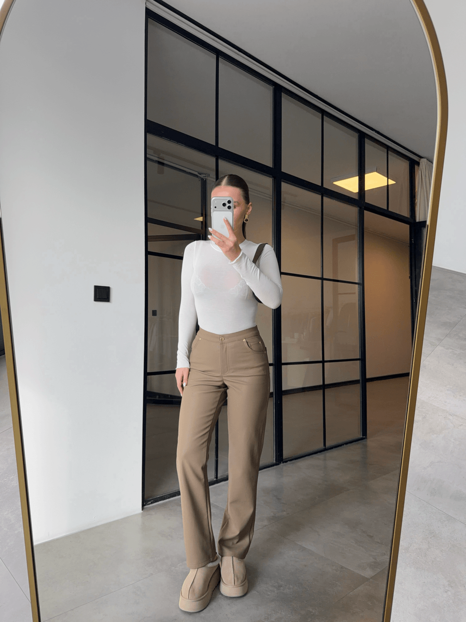 YÜKSEK BEL VİZON DERİ PANTOLON