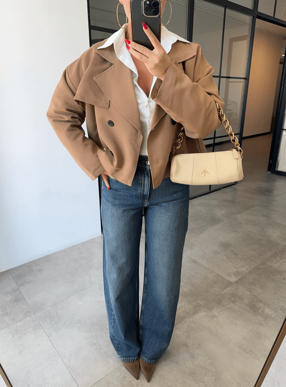 YÜKSEK BEL SLOUCHY KOYU MAVİ JEAN