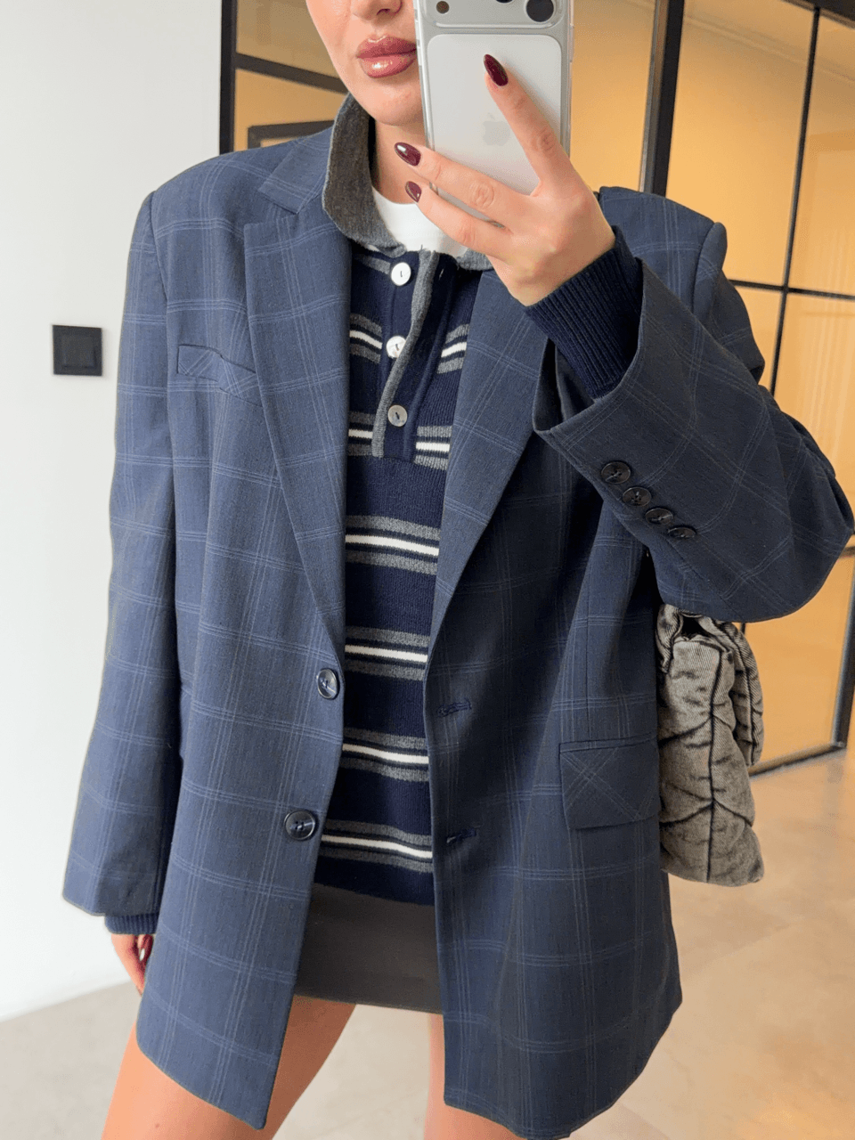 EKOSELİ LACİVERT OVERSİZE BLAZER CEKET 