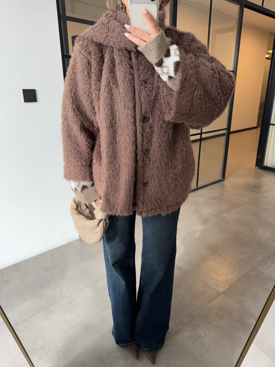 FULARLI PELUŞ KISA KABAN