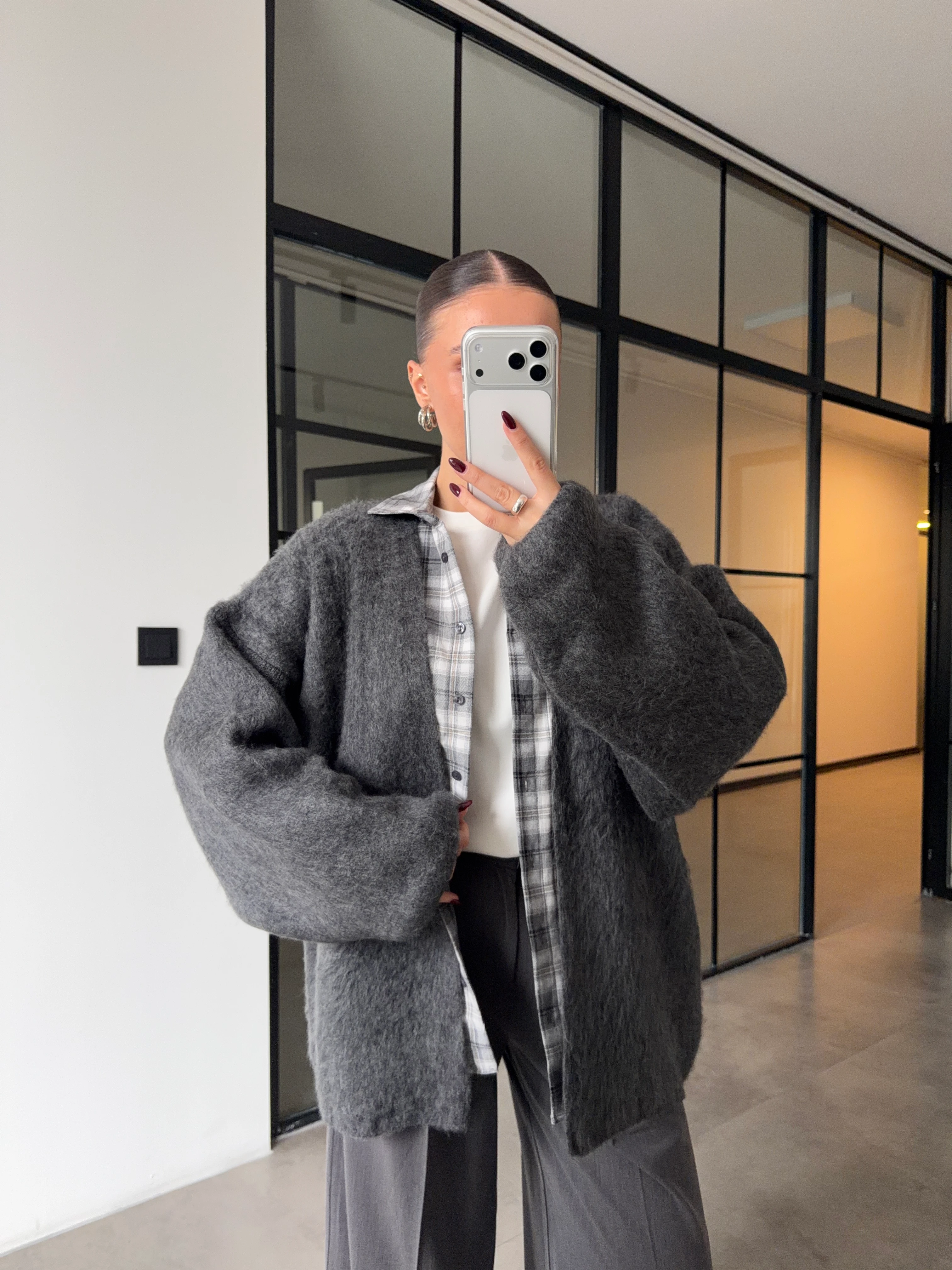 BALON KOL ŞARDONLU ANTRASİT HIRKA