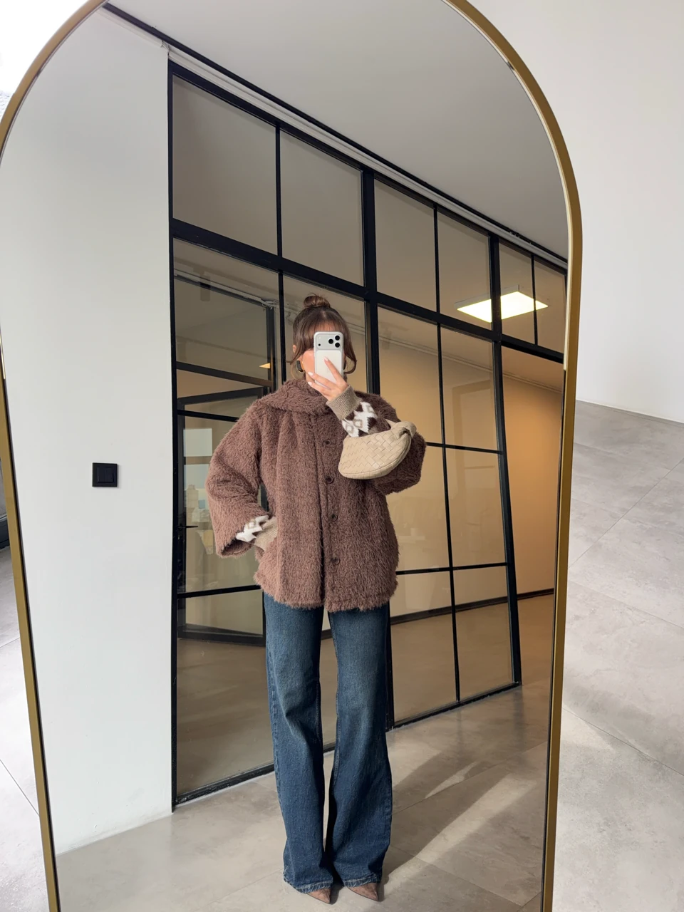 FULARLI PELUŞ KISA KABAN