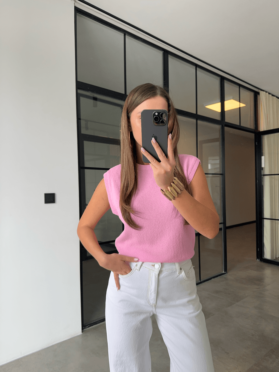 BİSİKLET YAKA PEMBE TRİKO BLUZ