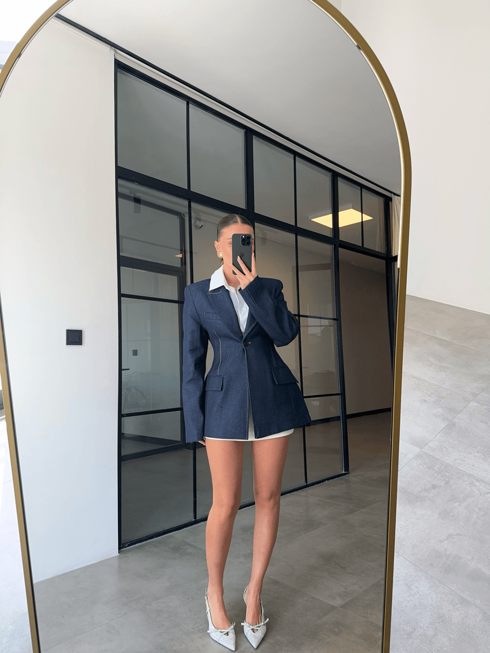 PREMİUM BELDEN OTURTMALI DENİM BLAZER CEKET