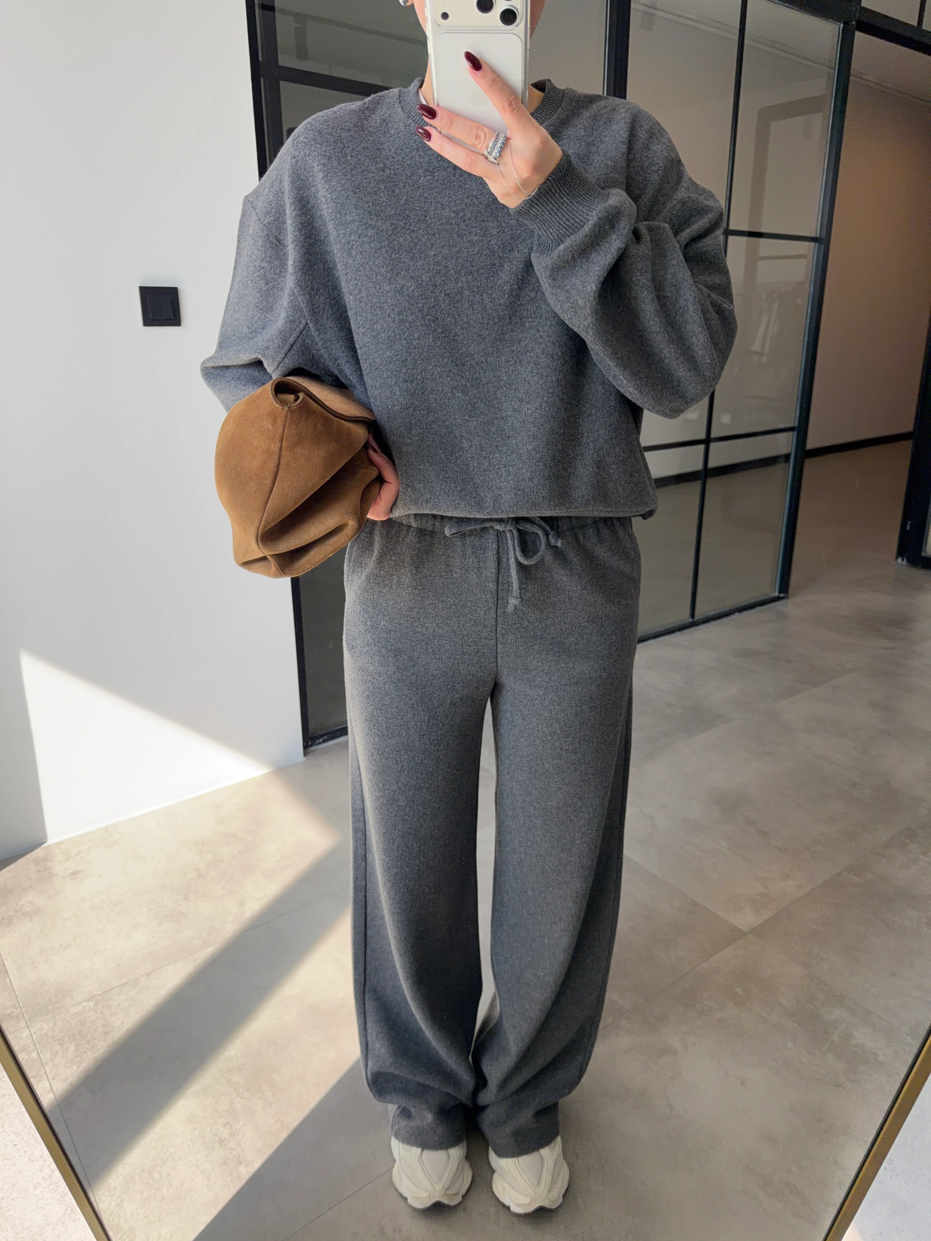 BİSİKLET YAKA ANTRASİT SELANİK KUMAŞ TAKIM