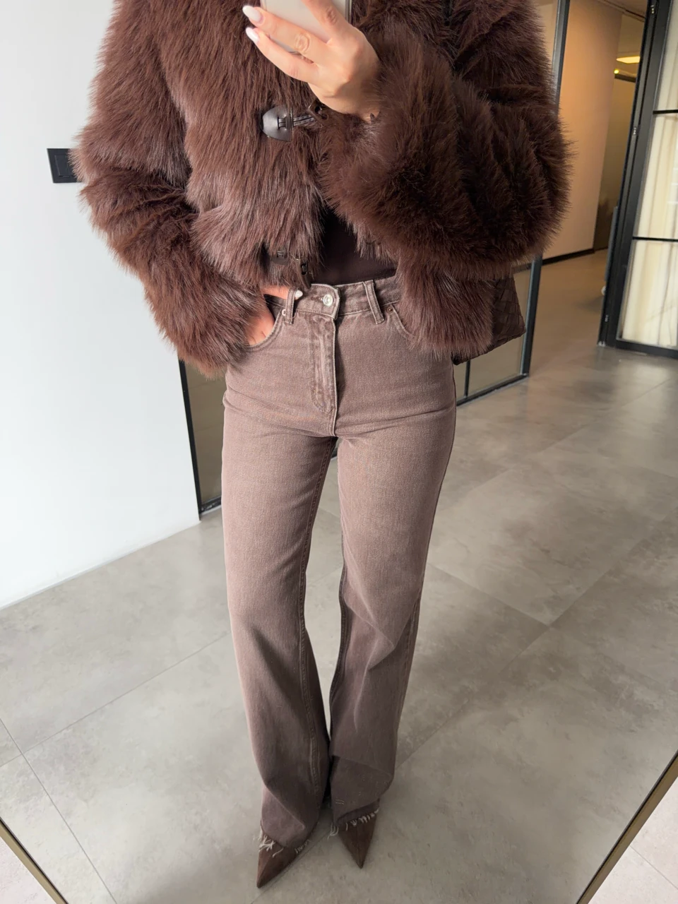 KESİK PAÇA KAHVE YIKAMALI JEAN