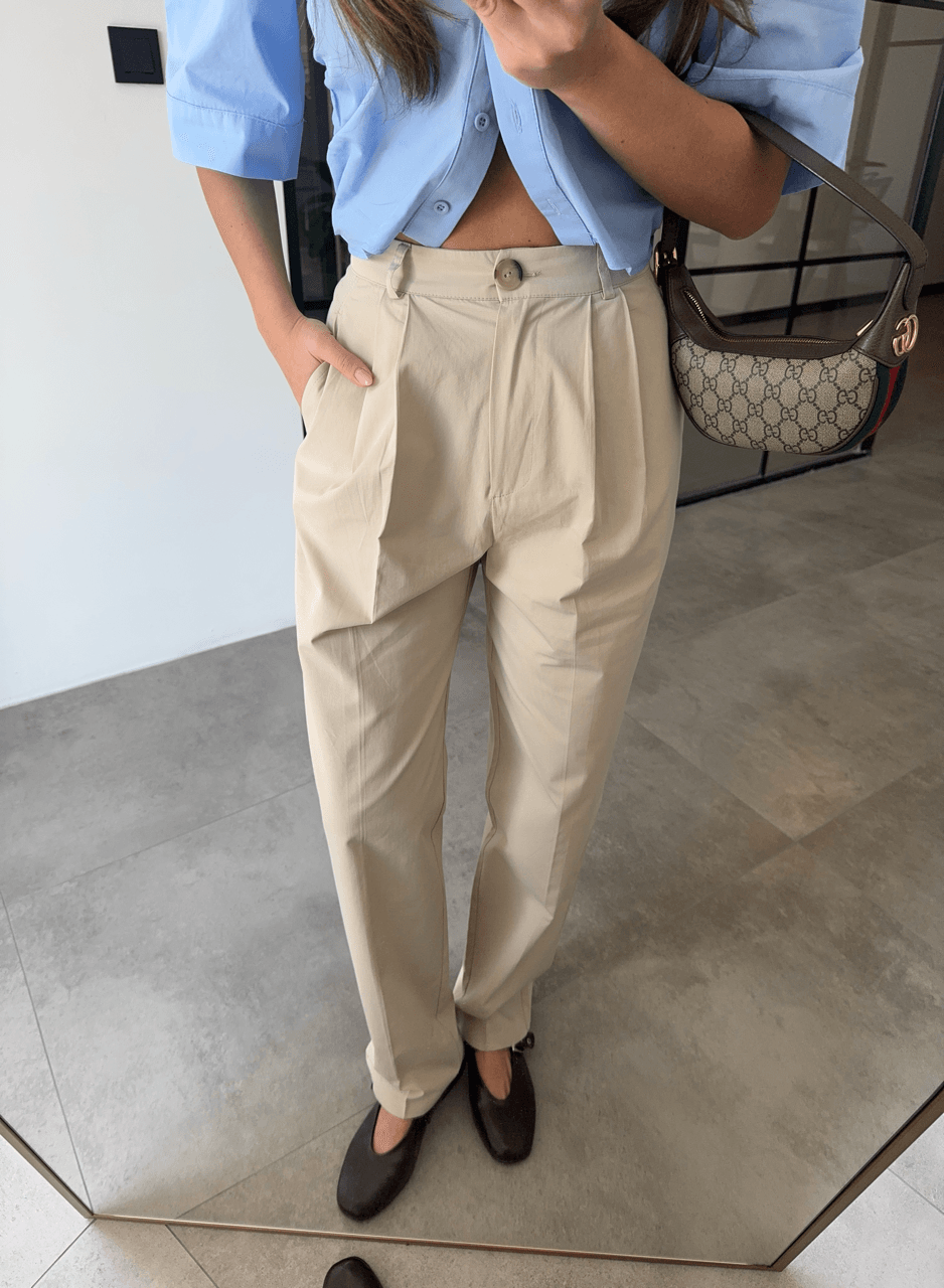 PİLELİ GABARDİN PANTOLON