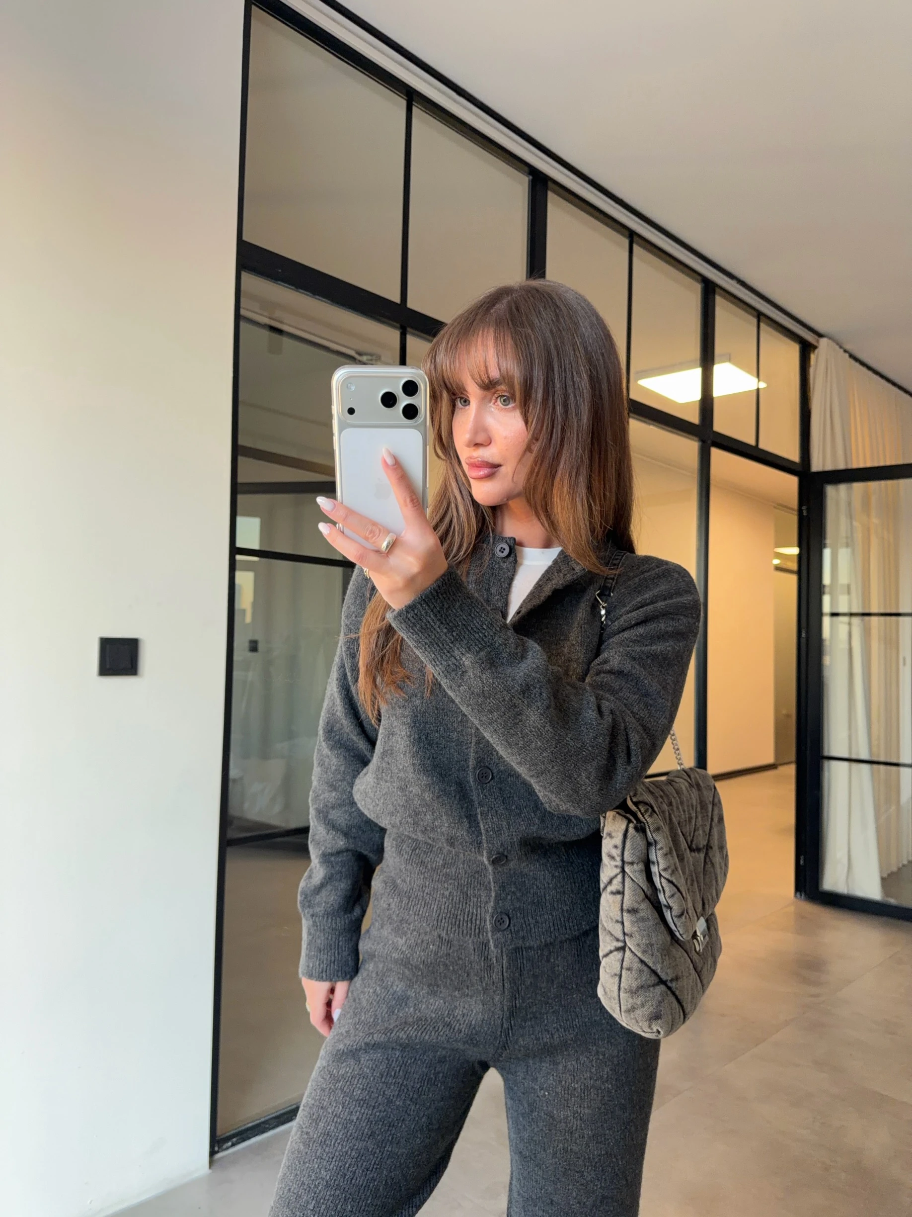 ANTRASİT BİSİKLET YAKA DÜĞMELİ HIRKA PANTOLON TRİKO TAKIM