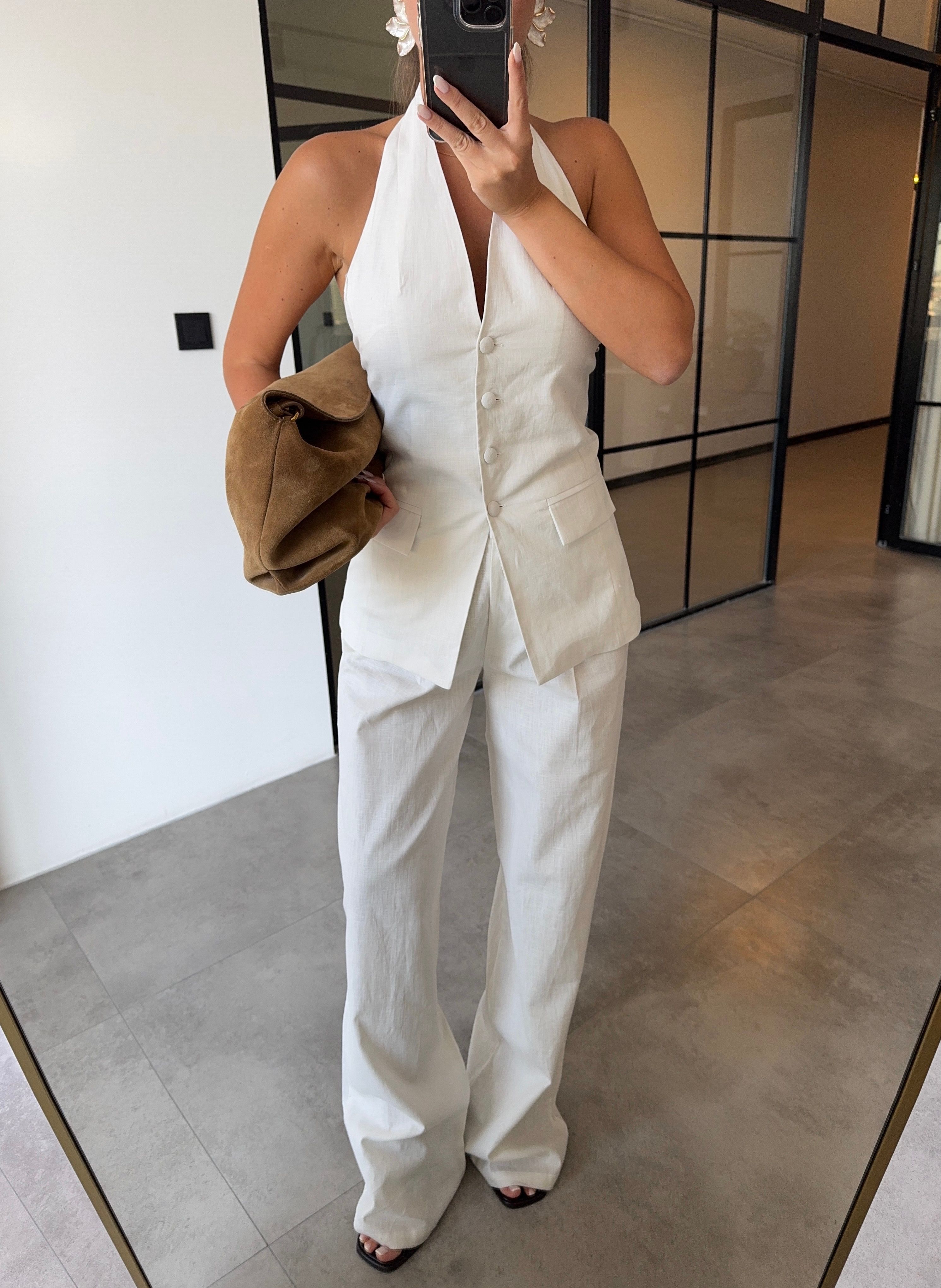 NECK-THROUGH VEST LOOSE-FITTING TROUSERS LINEN SUIT