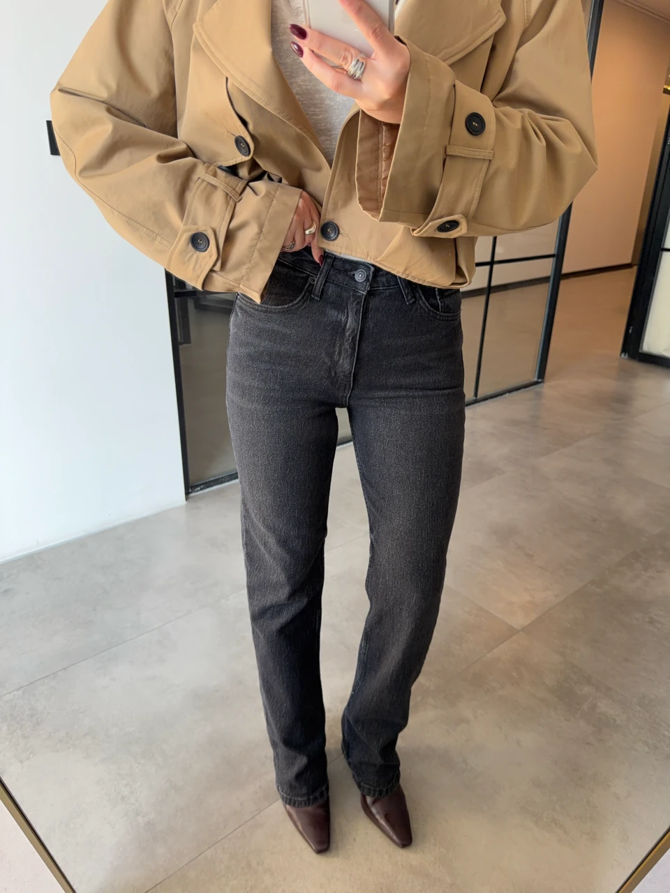 YÜKSEK BEL ANTRASİT LİKRALI STRAİGHT JEAN