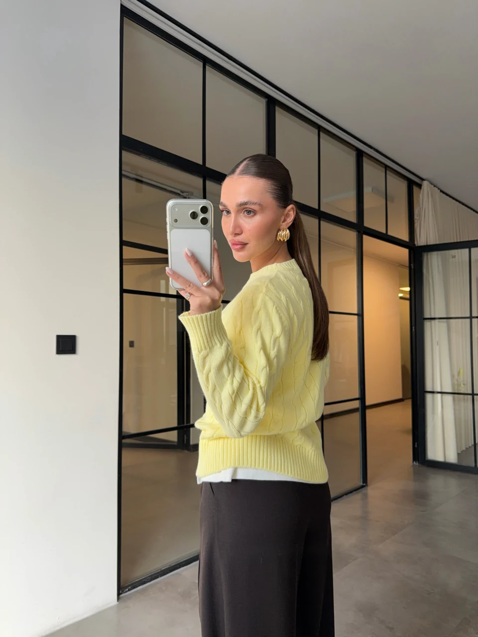 SAÇ ÖRGÜ SARI TRİKO KAZAK