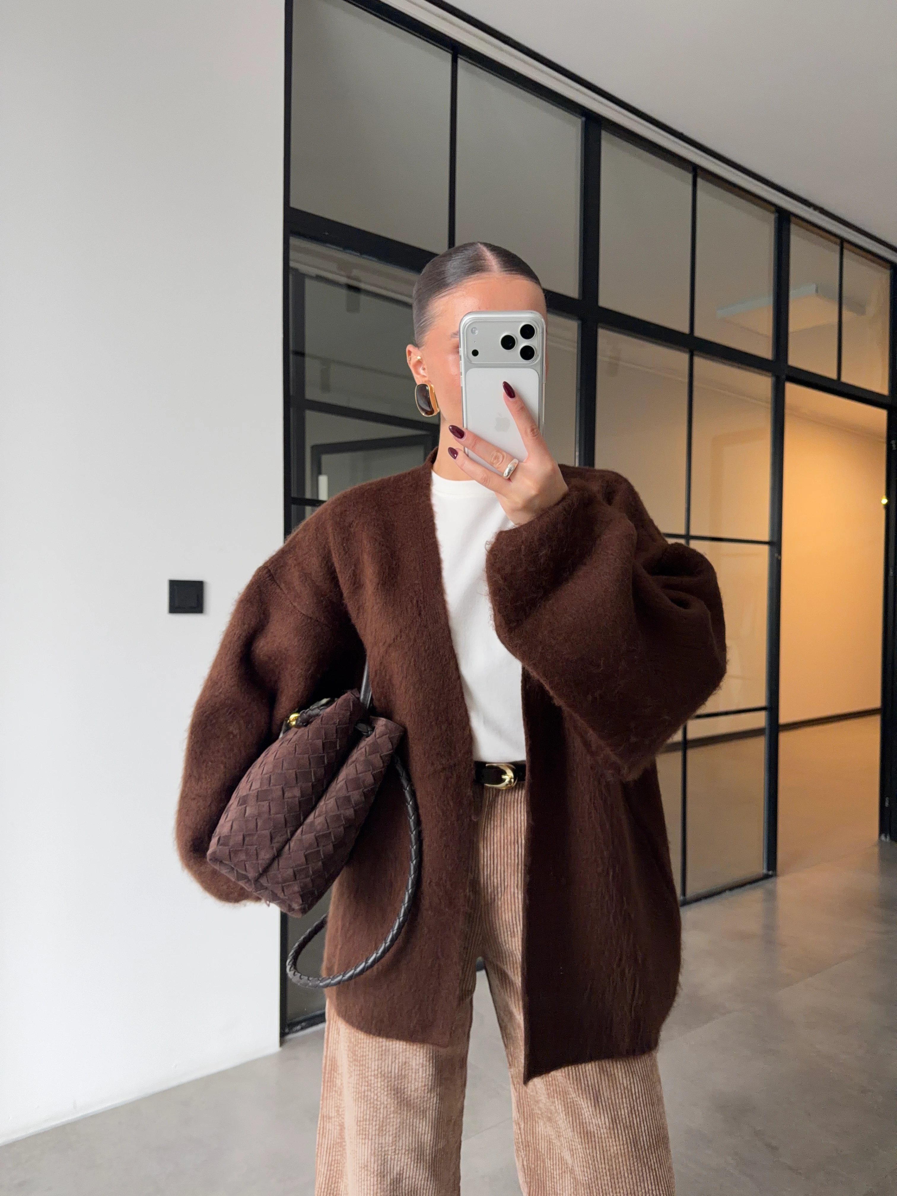 BALON KOL ŞARDONLU KAHVERENGİ HIRKA