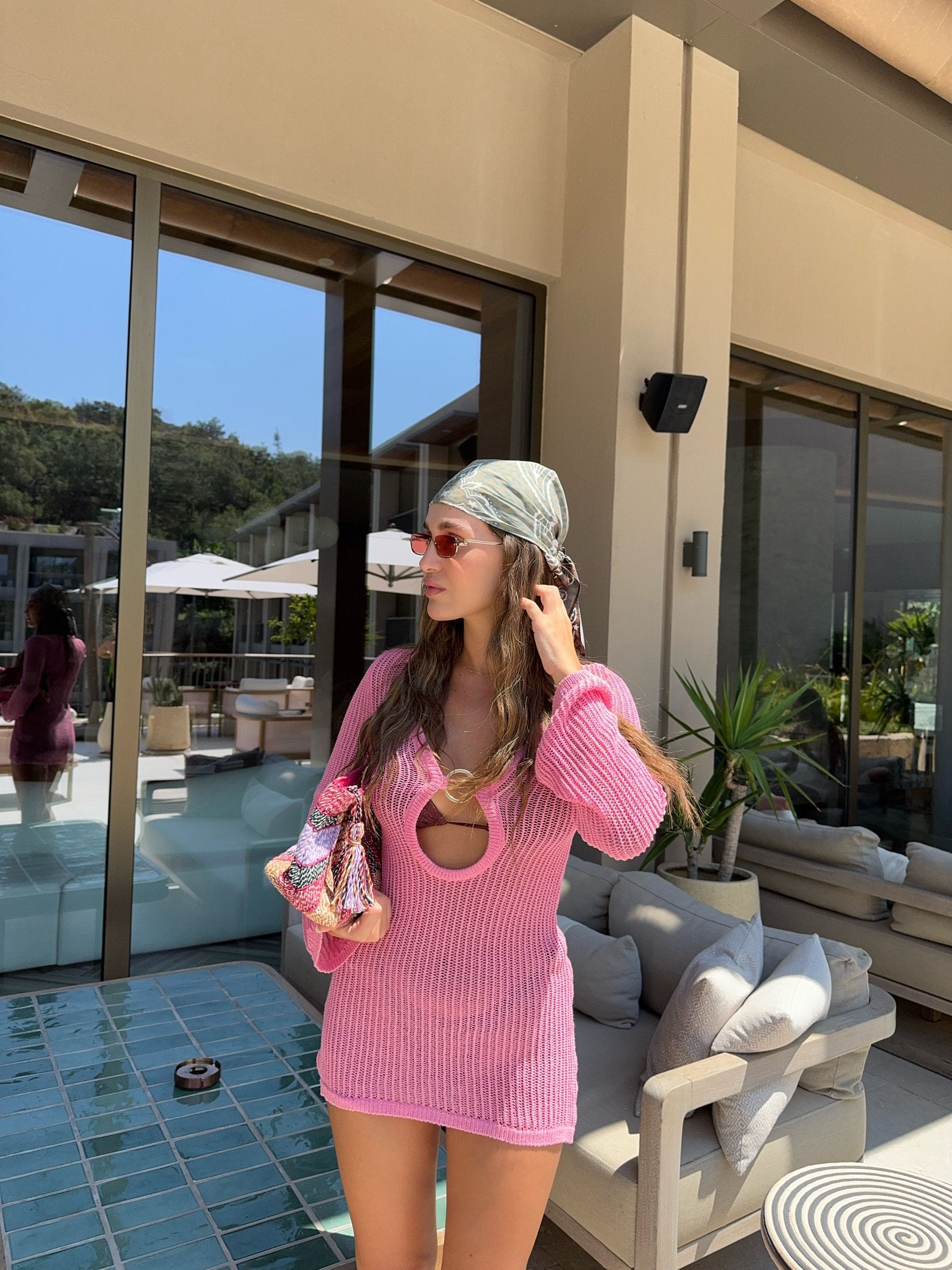 HALKA DETAYLI MİNİ PEMBE ELBİSE 