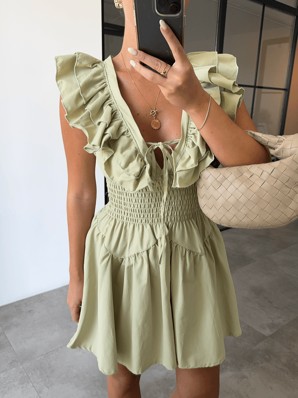 HAKI MINI DRESS WITH FRILLED COLLAR