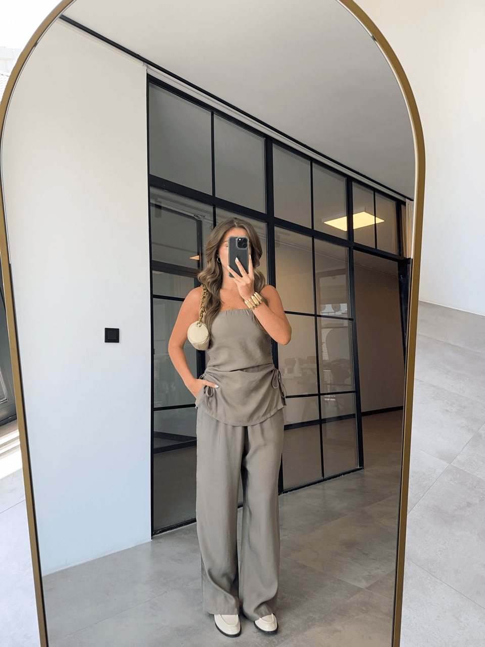 STRAPLESS GATHERED HAKI SUIT