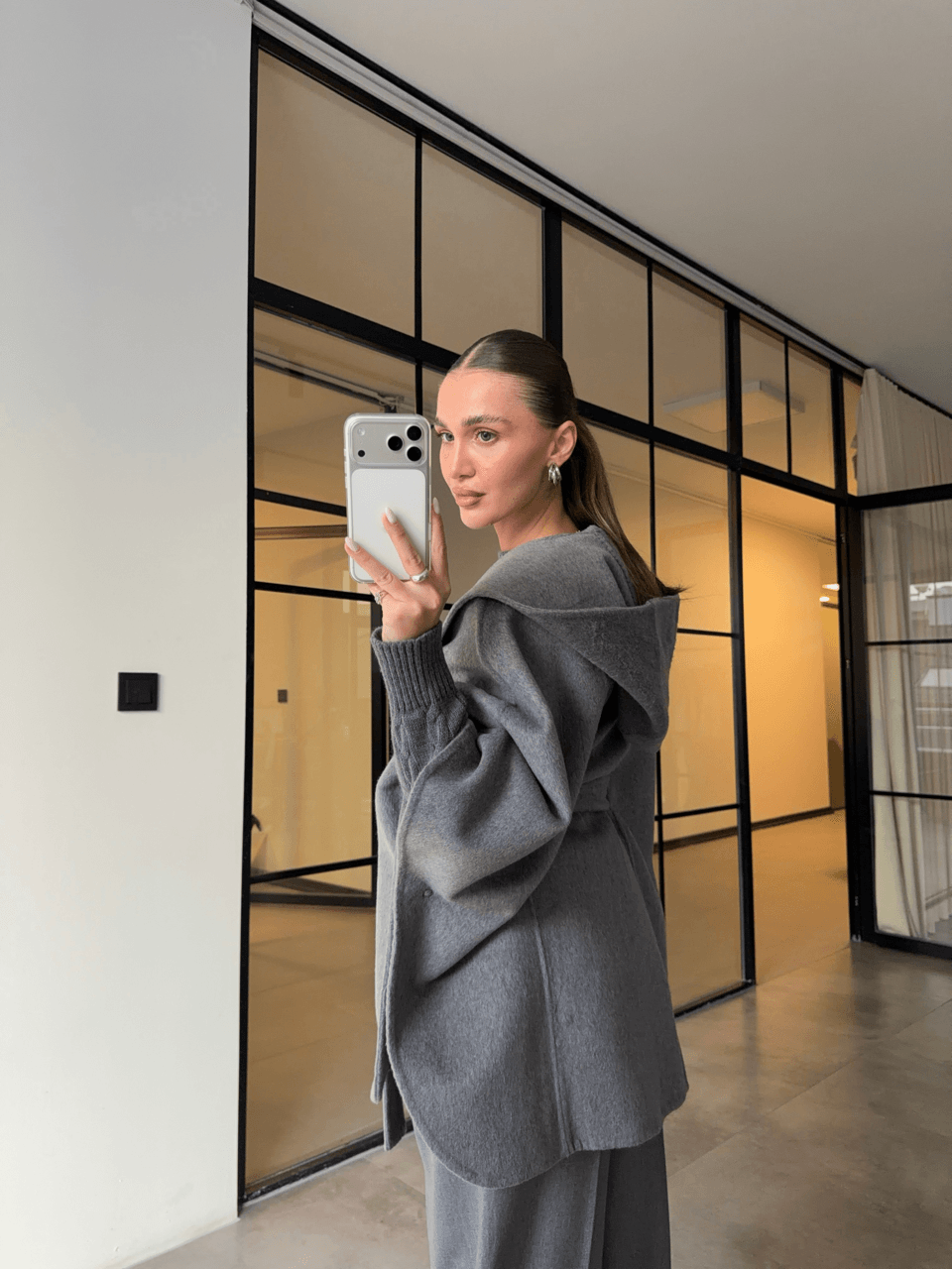 %100 YÜN GRİ PANÇO