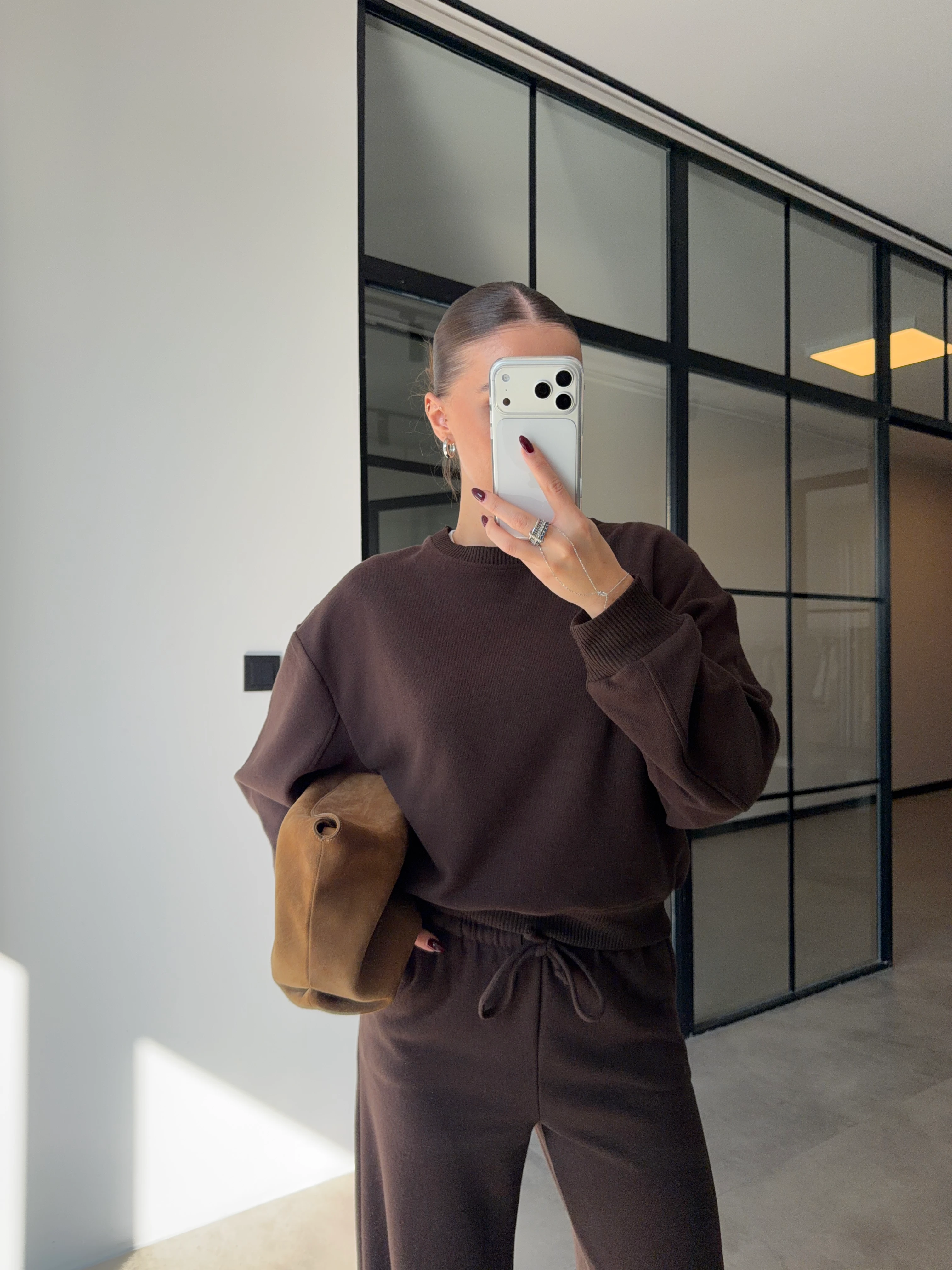 BİSİKLET YAKA ACI KAHVE SELANİK KUMAŞ TAKIM