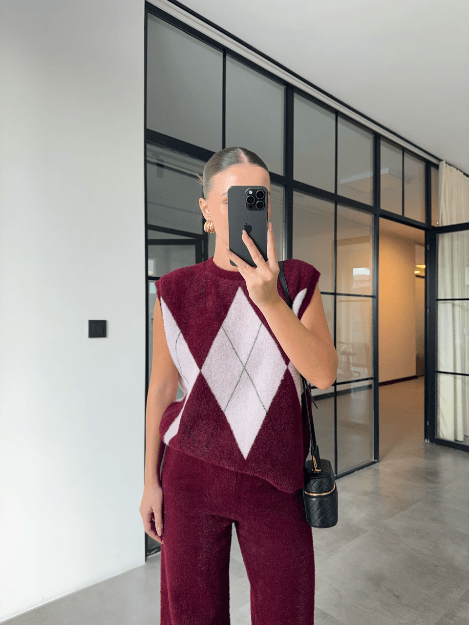 PELUŞ DOKULU BORDO TRİKO PANTOLON