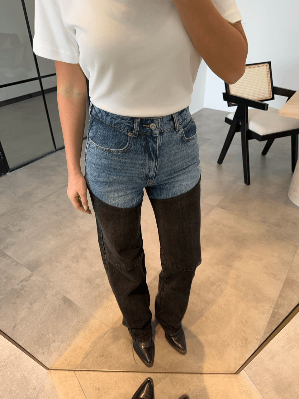 MAVİ FÜME PARÇALI JEAN