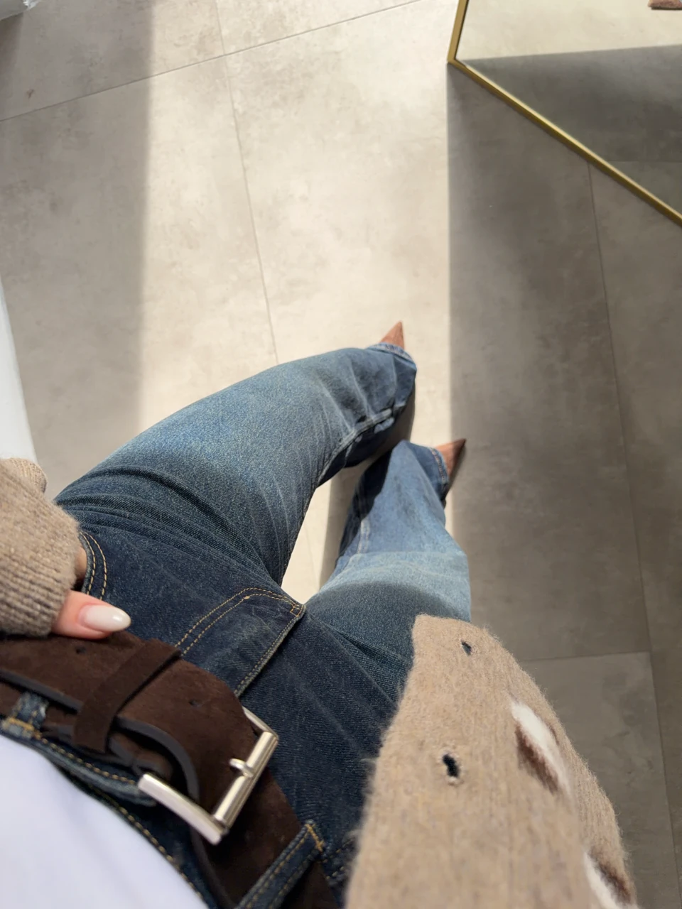 LİKRALI KOYU MAVİ WİDE LEG CLARA JEAN