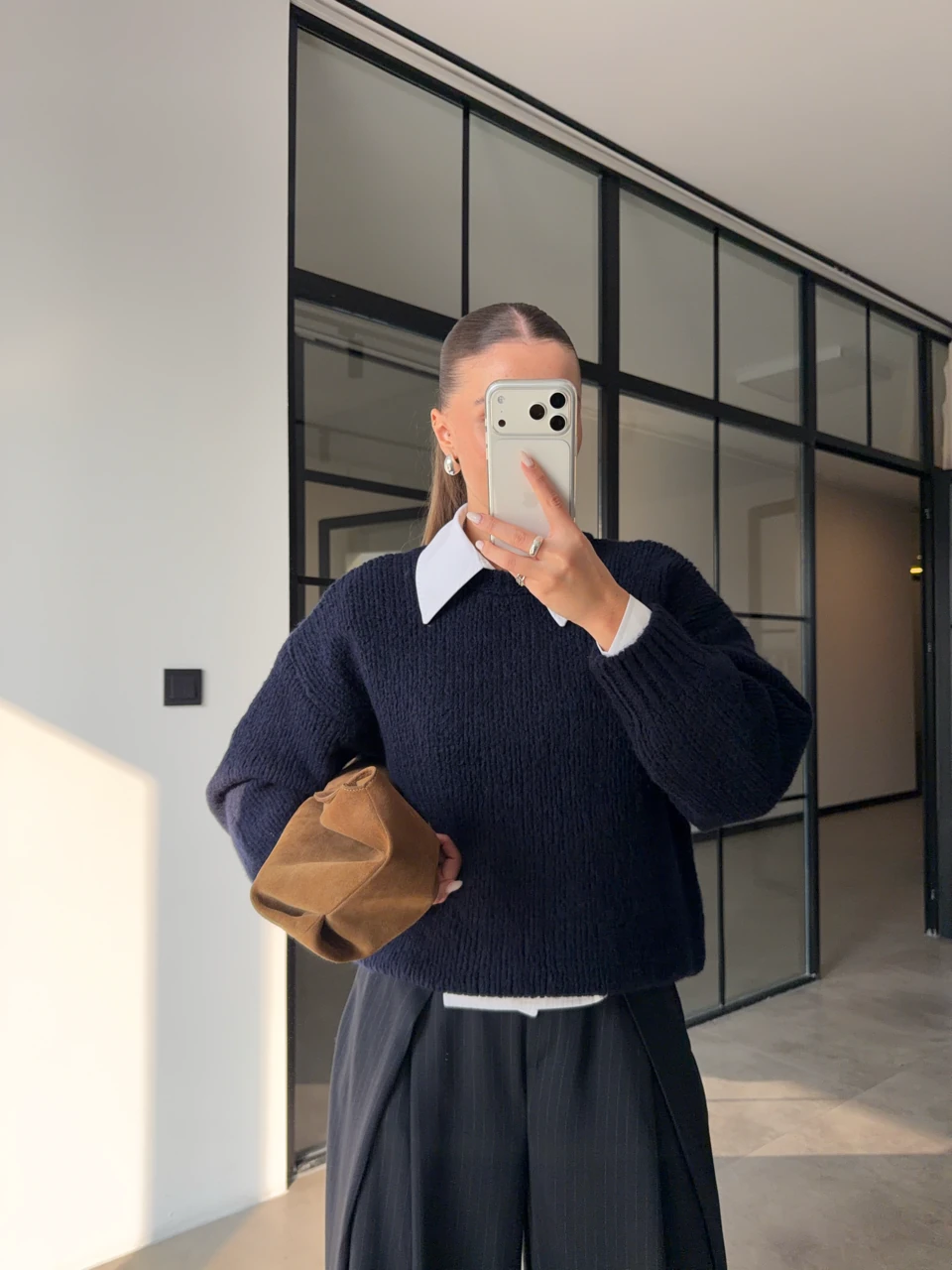 BİSİKLET YAKA KALIN ÖRGÜ KAZAK - Lacivert