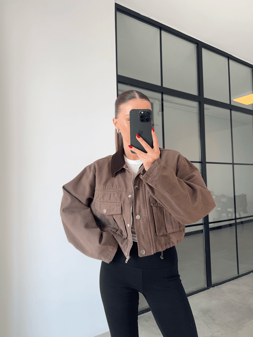 EKOSE ASTARLI CEP DETAYLI CROP CEKET