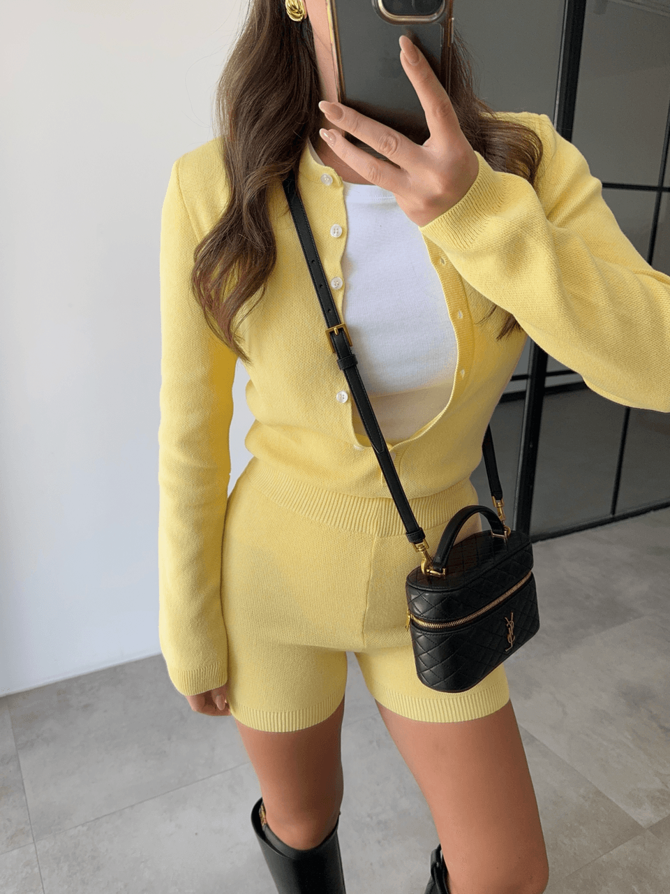 BODYSUİT HIRKA ŞORT SARI TRİKO TAKIM