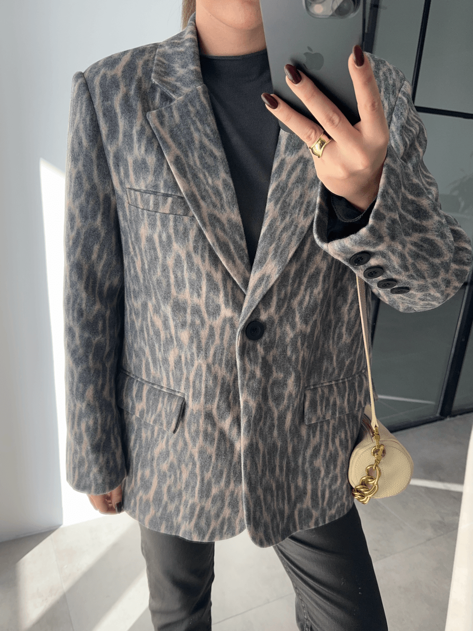 PREMİUM OVERSİZE SOFT LEOPAR KAŞE CEKET